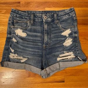 American Eagle high rise denim shorts size 12 stretchy